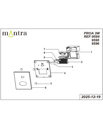 PROA * BAÑADOR PARED LED 3W 3000K GRIS/VERDE